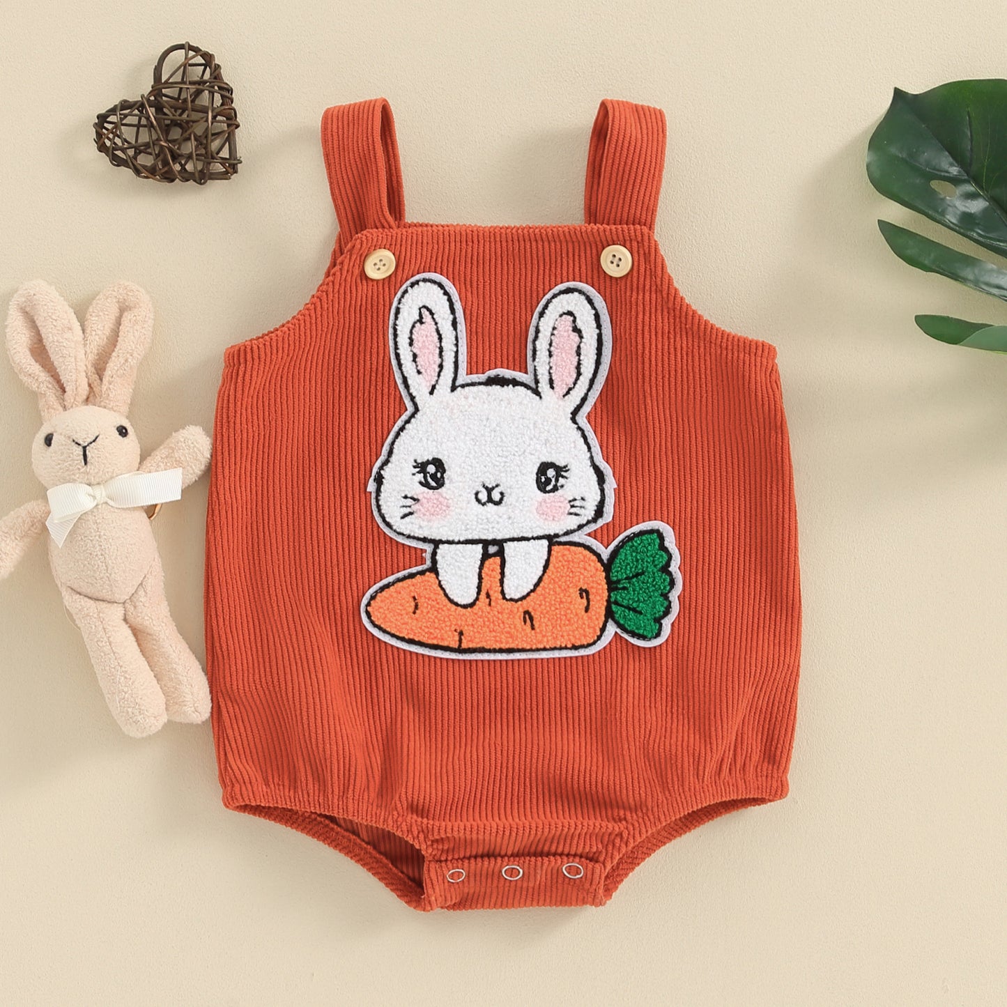 Corduroy Easter Embroidered Romper